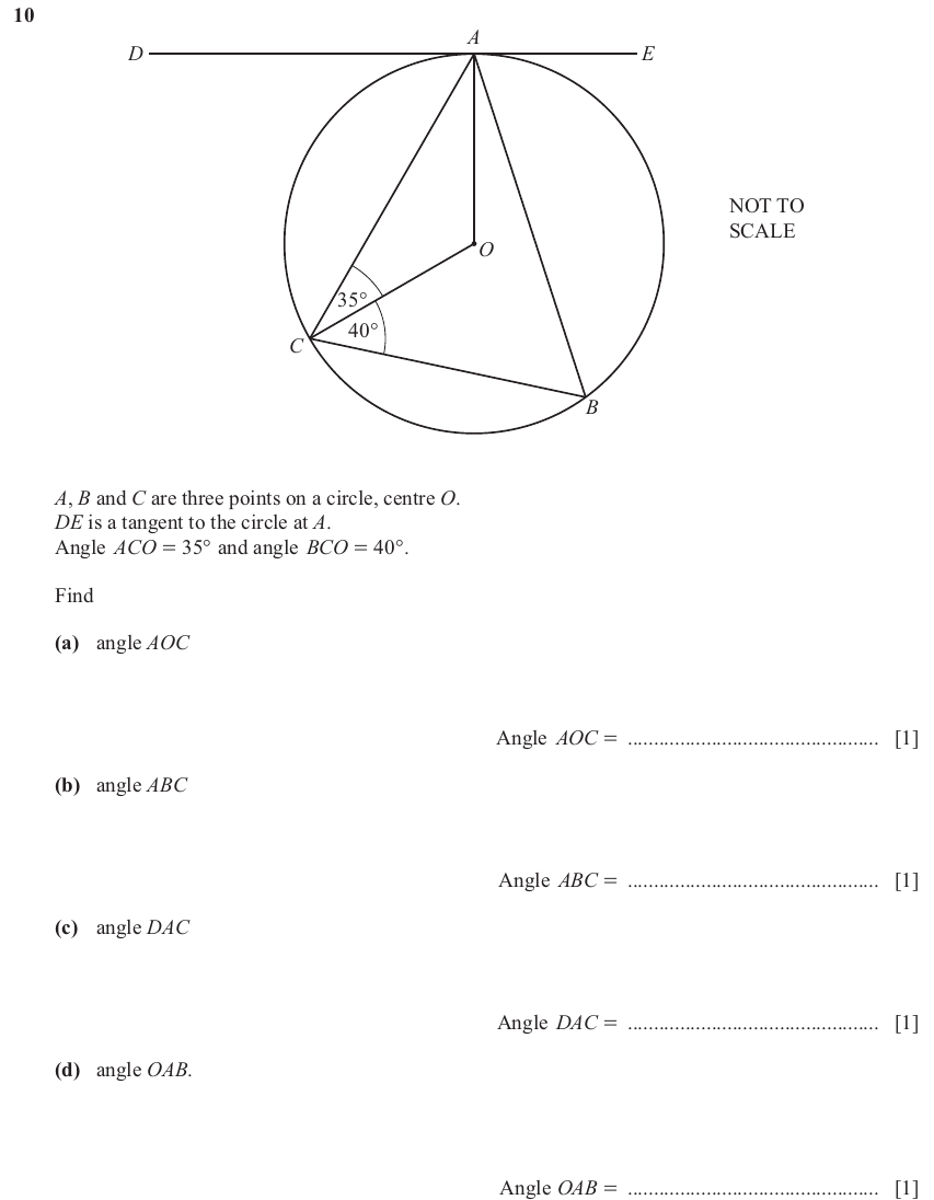 IGCSE 0580 Jun 2025 Paper 21 Question 10 — Angles using geometrical properties (Extended, 4 marks)