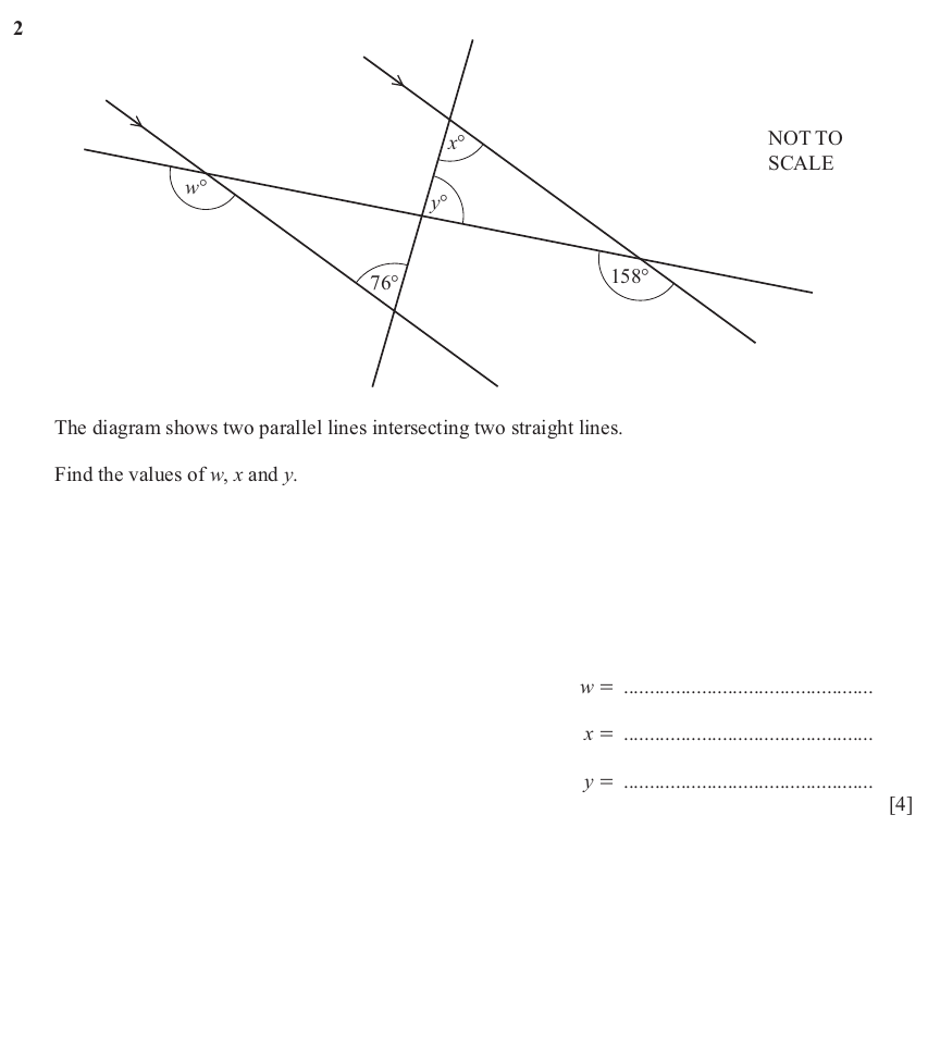 IGCSE 0580 Jun 2025 Paper 21 Question 2 — Angles using geometrical properties (Extended, 4 marks)