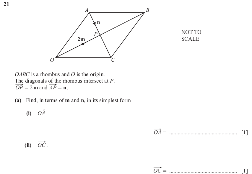 IGCSE 0580 Jun 2025 Paper 21 Question 21 — Further vectors (vector combinations) (Extended, 5 marks)