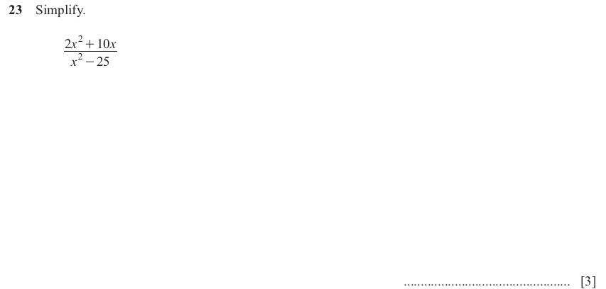 IGCSE Mathematics 0580 May/June 2025 Paper 21 Question 23 – Algebra, Basic algebra, 3 marks