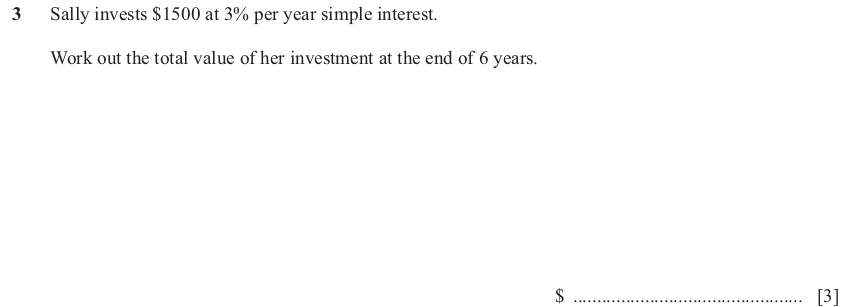 IGCSE 0580 Jun 2025 Paper 21 Question 3 — Simple and compound interest (Extended, 3 marks)