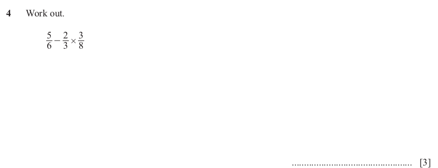 IGCSE Mathematics 0580 May/June 2025 Paper 21 Question 4 – Numbers, The four rules, 3 marks
