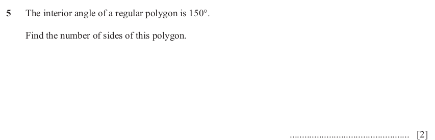 IGCSE Mathematics 0580 May/June 2025 Paper 21 Question 5 – Geometry, Geometrical terms and vocabulary, 2 marks