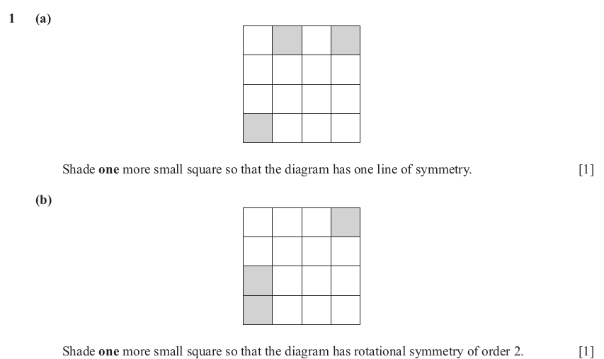 IGCSE 0580 Jun 2025 Paper 22 Question 1 — Symmetry (Extended, 2 marks)