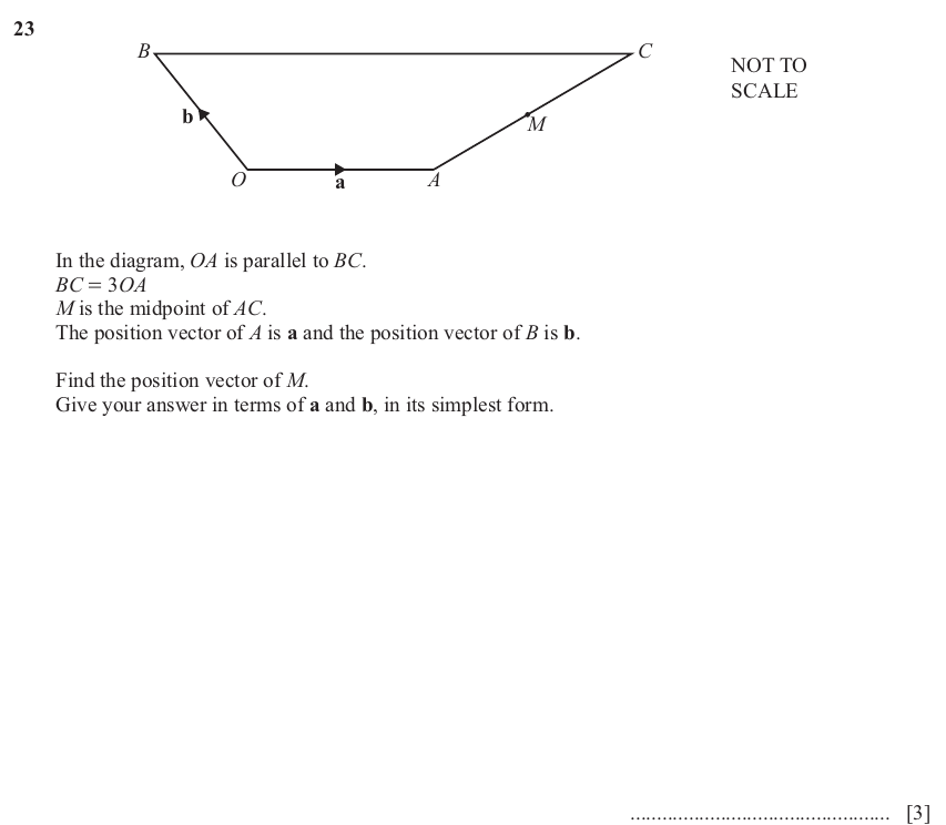 IGCSE Mathematics 0580 May/June 2025 Paper 22 Question 23 – Vectors, Further vectors (vector combinations), 3 marks