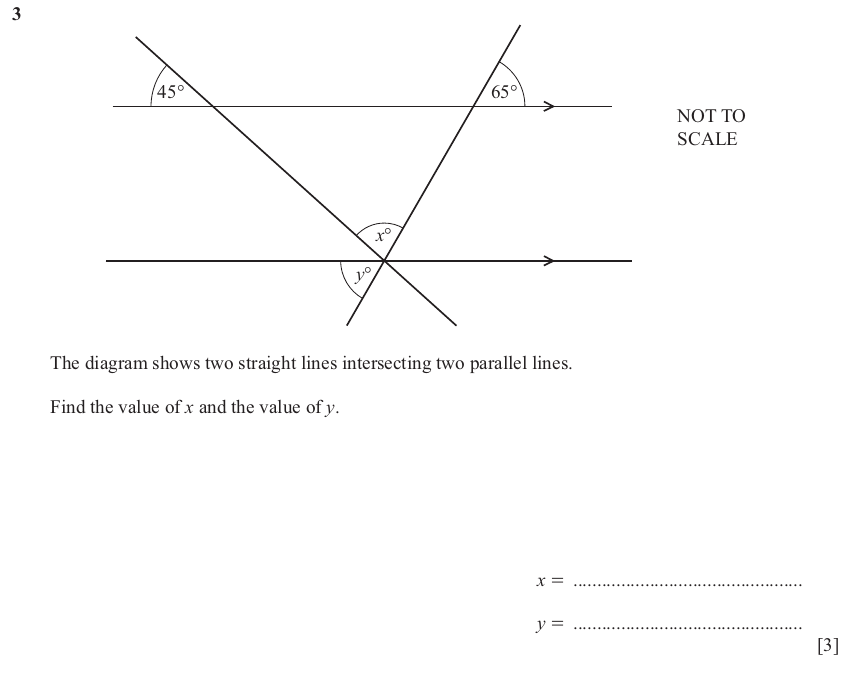 IGCSE Mathematics 0580 May/June 2025 Paper 22 Question 3 – Geometry, Angles using geometrical properties, 3 marks