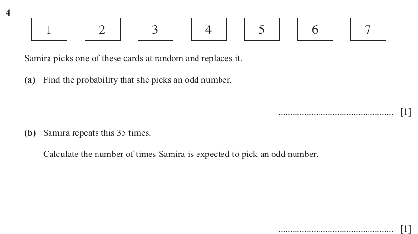 IGCSE Mathematics 0580 May/June 2025 Paper 22 Question 4 – Probability, General, 2 marks