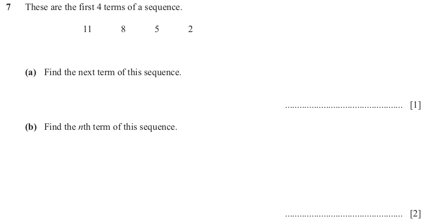 IGCSE 0580 Jun 2025 Paper 22 Question 7 — Sequences (Extended, 3 marks)