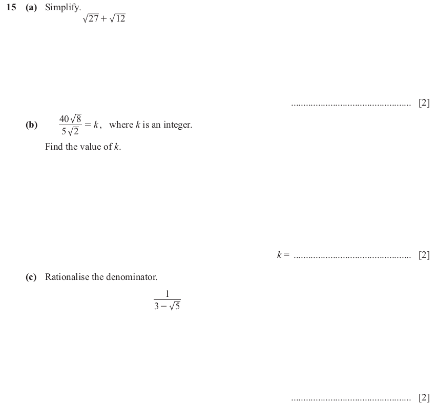 IGCSE 0580 Jun 2025 Paper 23 Question 15 — Basic algebra (Extended, 6 marks)