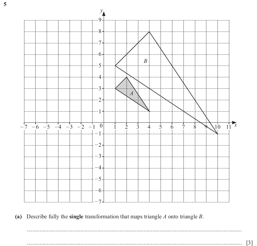 IGCSE 0580 Jun 2025 Paper 23 Question 5 — Transformations (Extended, 7 marks)