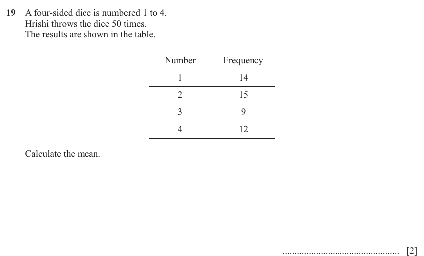IGCSE Mathematics 0580 May/June 2025 Paper 31 Question 19 – Numbers, The four rules, 2 marks