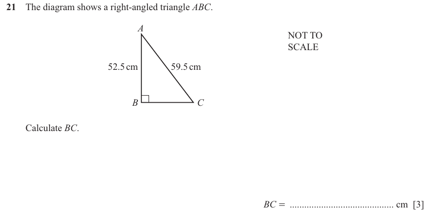 IGCSE 0580 Jun 2025 Paper 31 Question 21 — Right angled triangles (Core, 3 marks)