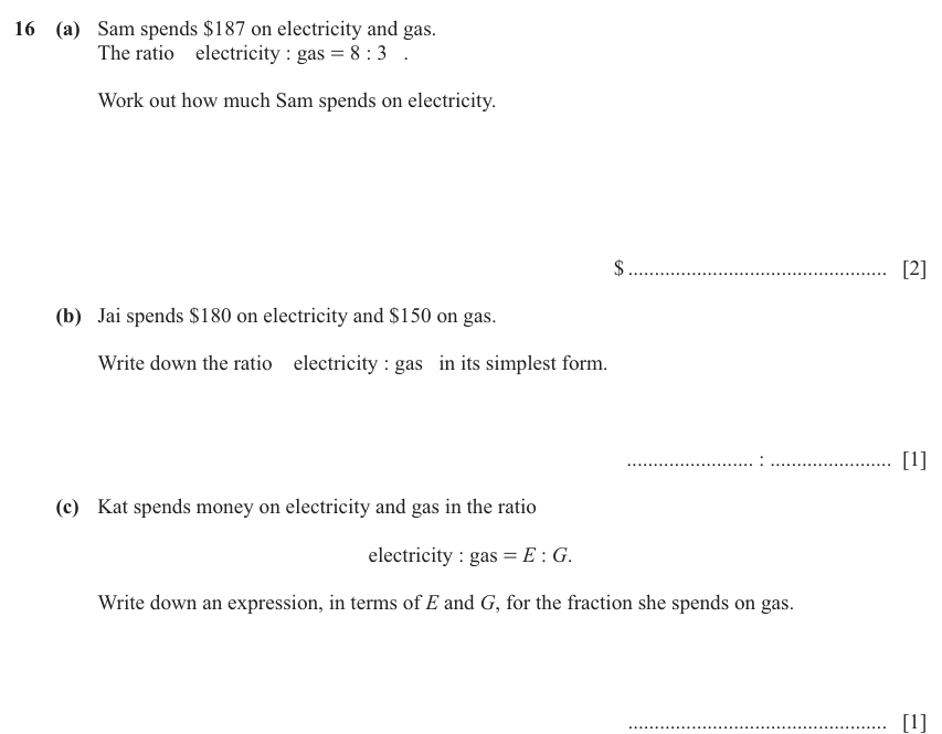 IGCSE 0580 Jun 2025 Paper 32 Question 16 — Ratio and proportion (Core, 4 marks)
