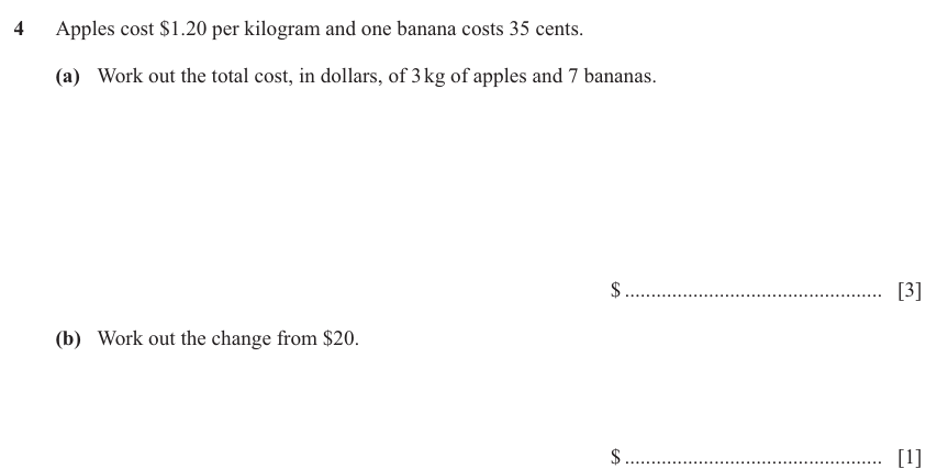 IGCSE Mathematics 0580 May/June 2025 Paper 32 Question 4 – Numbers, The four rules, 4 marks