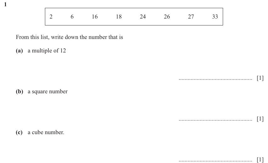 IGCSE Mathematics 0580 May/June 2025 Paper 33 Question 1 – Numbers, The four rules, 3 marks
