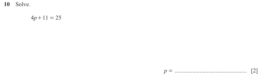 IGCSE Mathematics 0580 May/June 2025 Paper 33 Question 10 – Algebra, Basic algebra, 2 marks
