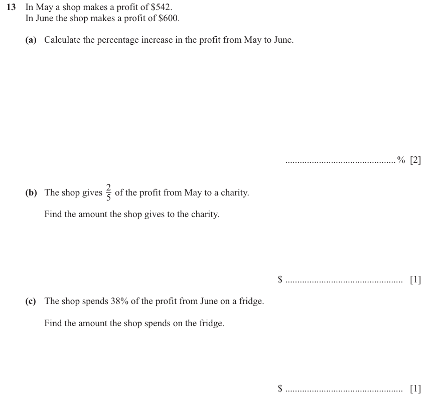 IGCSE 0580 Jun 2025 Paper 33 Question 13 — Fractions, decimals and percentages (Core, 4 marks)