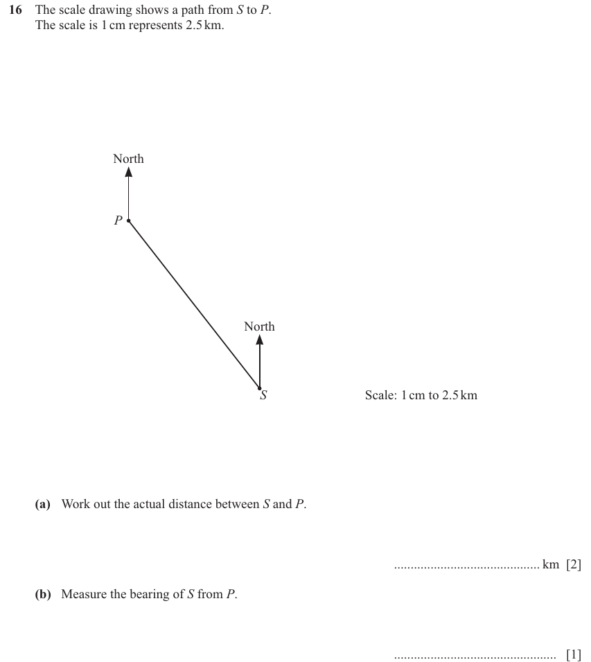 IGCSE 0580 Jun 2025 Paper 33 Question 16 — Scale drawings (Core, 5 marks)