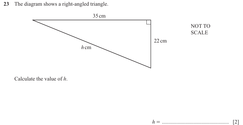 IGCSE 0580 Jun 2025 Paper 33 Question 23 — Right angled triangles (Core, 2 marks)