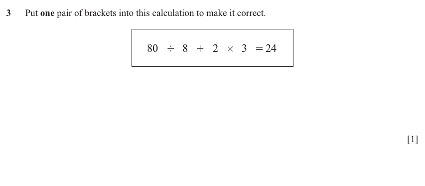 IGCSE Mathematics 0580 May/June 2025 Paper 33 Question 3 – Numbers, The four rules, 1 marks