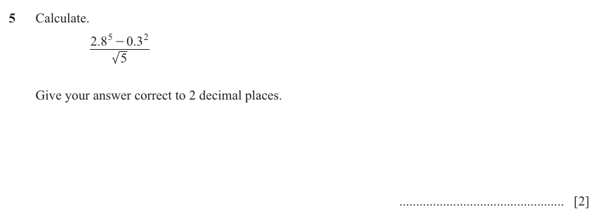 IGCSE Mathematics 0580 May/June 2025 Paper 33 Question 5 – Numbers, Fractions, decimals and percentages, 2 marks