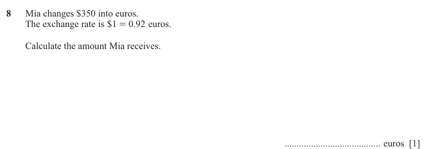 IGCSE Mathematics 0580 May/June 2025 Paper 33 Question 8 – Numbers, The four rules, 1 marks