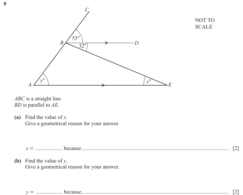 IGCSE 0580 Jun 2025 Paper 33 Question 9 — Angles using geometrical properties (Core, 4 marks)