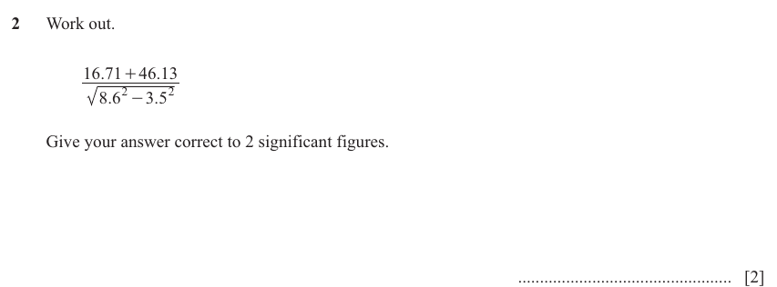 IGCSE Mathematics 0580 May/June 2025 Paper 41 Question 2 – Numbers, The four rules, 2 marks