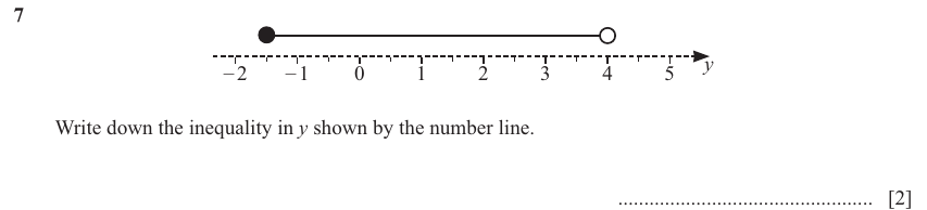 IGCSE Mathematics 0580 May/June 2025 Paper 41 Question 7 – Algebra, Inequalities, 2 marks