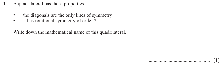 IGCSE 0580 Jun 2025 Paper 42 Question 1 — Symmetry (Extended, 1 marks)