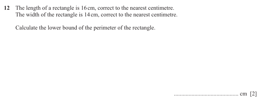 IGCSE Mathematics 0580 May/June 2025 Paper 42 Question 12 – Mensuration, Perimeter, Area and Volume, 2 marks