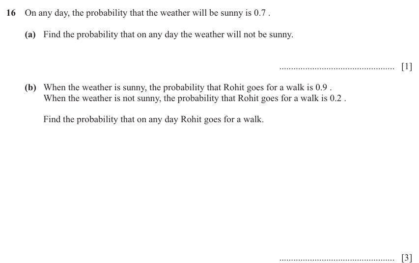 IGCSE Mathematics 0580 May/June 2025 Paper 42 Question 16 – Probability, General, 4 marks