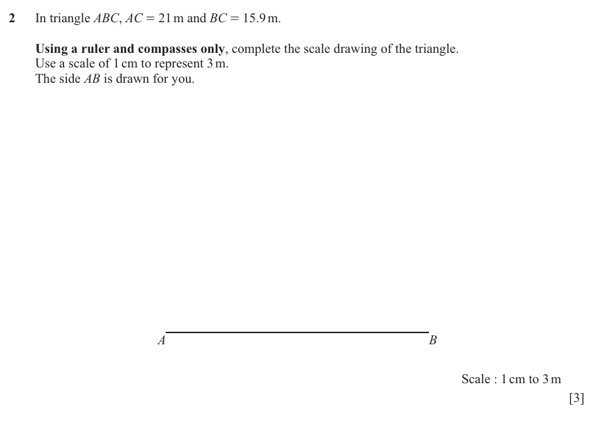 IGCSE 0580 Jun 2025 Paper 43 Question 2 — Scale drawings (Extended, 3 marks)