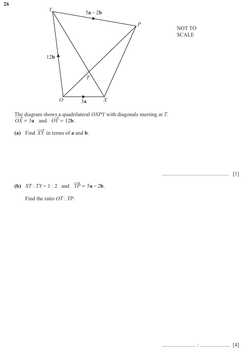 IGCSE 0580 Jun 2025 Paper 43 Question 26 — Further vectors (vector combinations) (Extended, 5 marks)