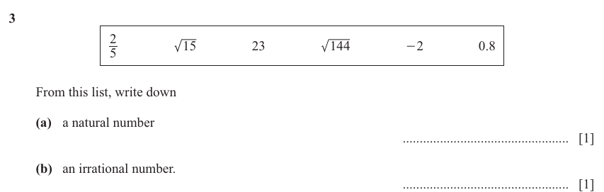 IGCSE Mathematics 0580 May/June 2025 Paper 43 Question 3 – Numbers, The four rules, 2 marks