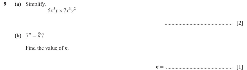 IGCSE Mathematics 0580 May/June 2025 Paper 43 Question 9 – Algebra, Basic algebra, 3 marks