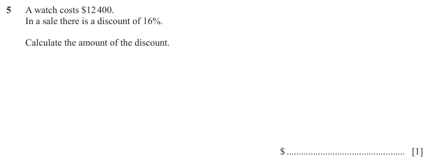 IGCSE Mathematics 0580 Oct/Nov 2023 Paper 11 Question 5 – Numbers, The four rules, 1 marks