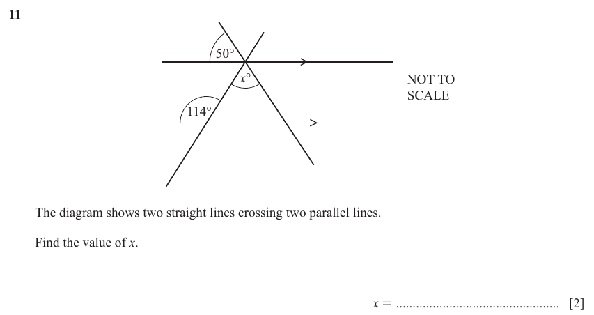 IGCSE Mathematics 0580 Oct/Nov 2023 Paper 12 Question 11 – Geometry, Angles using geometrical properties, 2 marks
