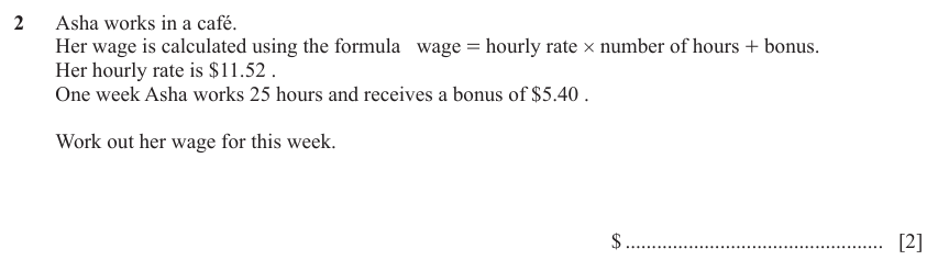 IGCSE Mathematics 0580 Oct/Nov 2023 Paper 12 Question 2 – Numbers, The four rules, 2 marks