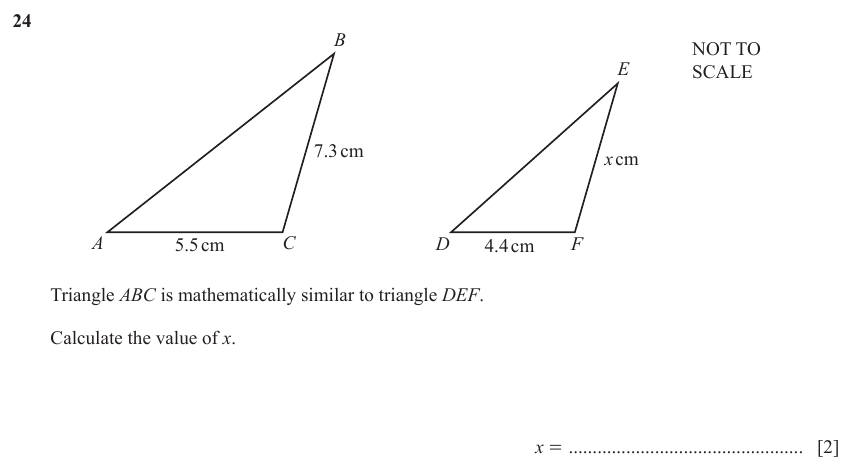 IGCSE Mathematics 0580 Oct/Nov 2023 Paper 12 Question 24 – Geometry, Geometrical terms and vocabulary, 2 marks