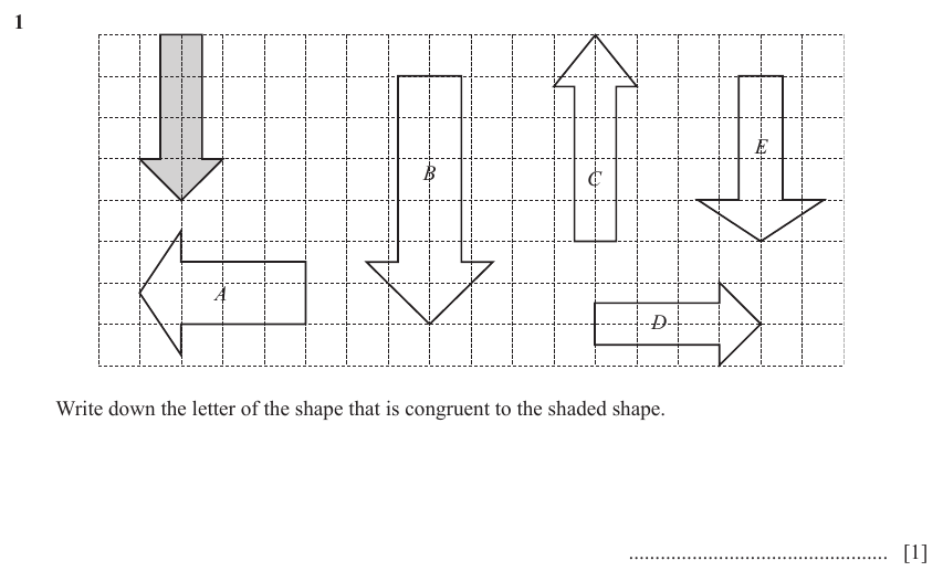 IGCSE 0580 Nov 2023 Paper 13 Question 1 — Congruent shapes (Core, 1 marks)