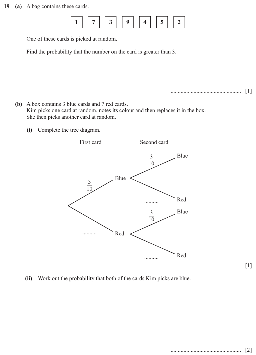 IGCSE Mathematics 0580 Oct/Nov 2023 Paper 13 Question 19 – Probability, General, 4 marks