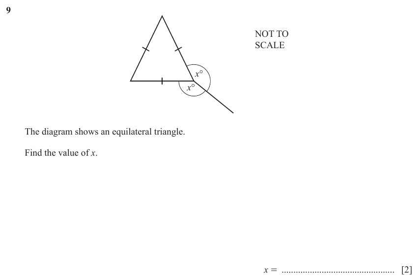 IGCSE Mathematics 0580 Oct/Nov 2023 Paper 13 Question 9 – Geometry, Geometrical terms and vocabulary, 2 marks