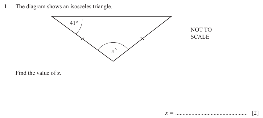 IGCSE Mathematics 0580 Oct/Nov 2023 Paper 21 Question 1 – Geometry, Geometrical terms and vocabulary, 2 marks