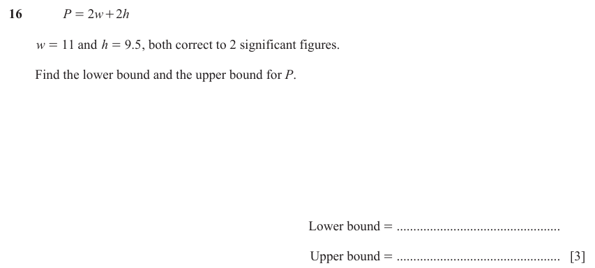 IGCSE Mathematics 0580 Oct/Nov 2023 Paper 21 Question 16 – Numbers, Bounds, 3 marks