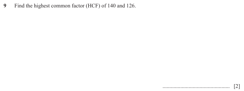 IGCSE Mathematics 0580 Oct/Nov 2023 Paper 21 Question 9 – Numbers, The four rules, 2 marks