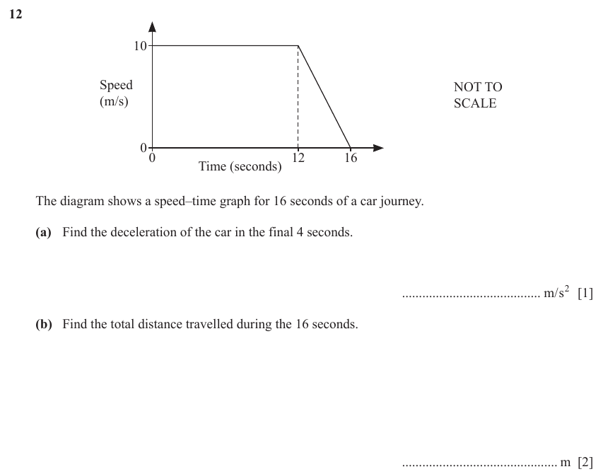 IGCSE Mathematics 0580 Oct/Nov 2023 Paper 22 Question 12 – Numbers, Speed, distance, time problems, 3 marks