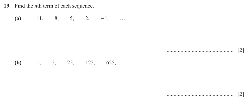 IGCSE Mathematics 0580 Oct/Nov 2023 Paper 22 Question 19 – Algebra, Sequences, 4 marks