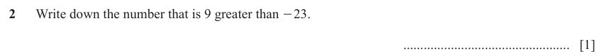 IGCSE Mathematics 0580 Oct/Nov 2023 Paper 22 Question 2 – Numbers, The four rules, 1 marks