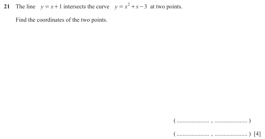 IGCSE Mathematics 0580 Oct/Nov 2023 Paper 22 Question 21 – Co-ordinate geometry, Cartesian coordinates (2D), 4 marks